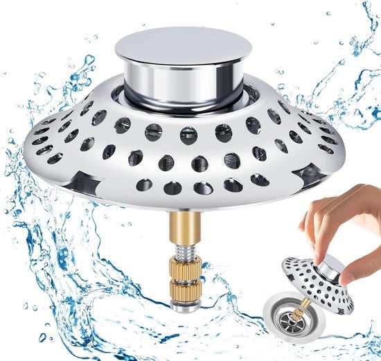 Stopper 2 in 1 con Pettinatrice e Progetto di Filtrazione, Altezza Regolabile, Realizzato in Ottone
