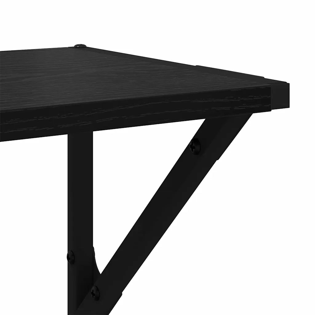 2 pz Scaffali da Parete | Mensola sospesa Rovere Nero 60 x 25 x 25,5 cm