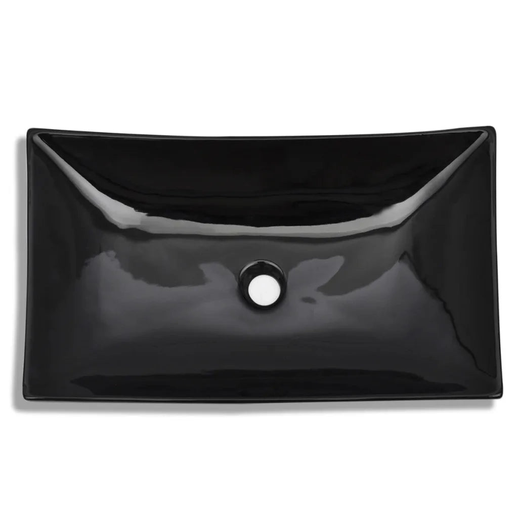 Lavandino da bagno in ceramica nera rettangolare CFW2580087