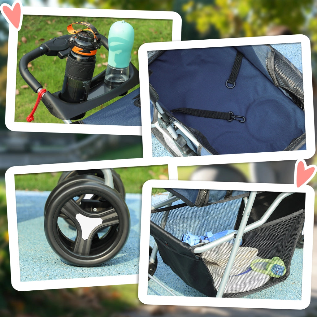 Carrello per Cani con Tenda Regolabile ¨C zephmum ¨C 77x45x99,5 cm Blu Scuro Tela Oxford