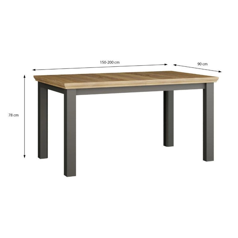 Tavolo allungabile Essenza con piano rovere e struttura grigio scuro