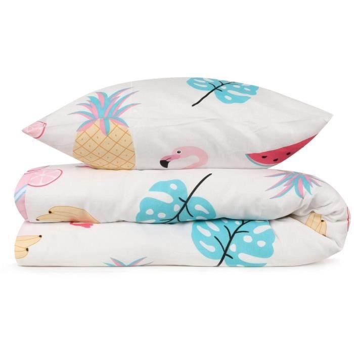 Completo letto - 1 copripiumino 220 x 240 cm + 2 federe 60 x 60 cm - 65% cotone, 35% poliestere - Bianco