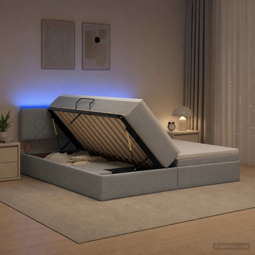 Letto con contenitore LED e materasso Grigio Chiaro 3459360