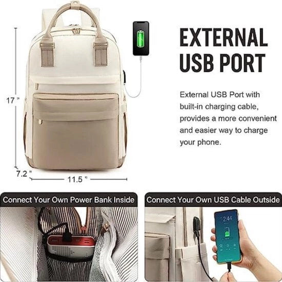 Borsa da Donna 17 Pollici Borsa da Scuola per Ragazze Teen con Porta USB e Comparto Laptop Borsa da Scuola Impermeabile Borsa da Giorno per Scuola Università Viaggio