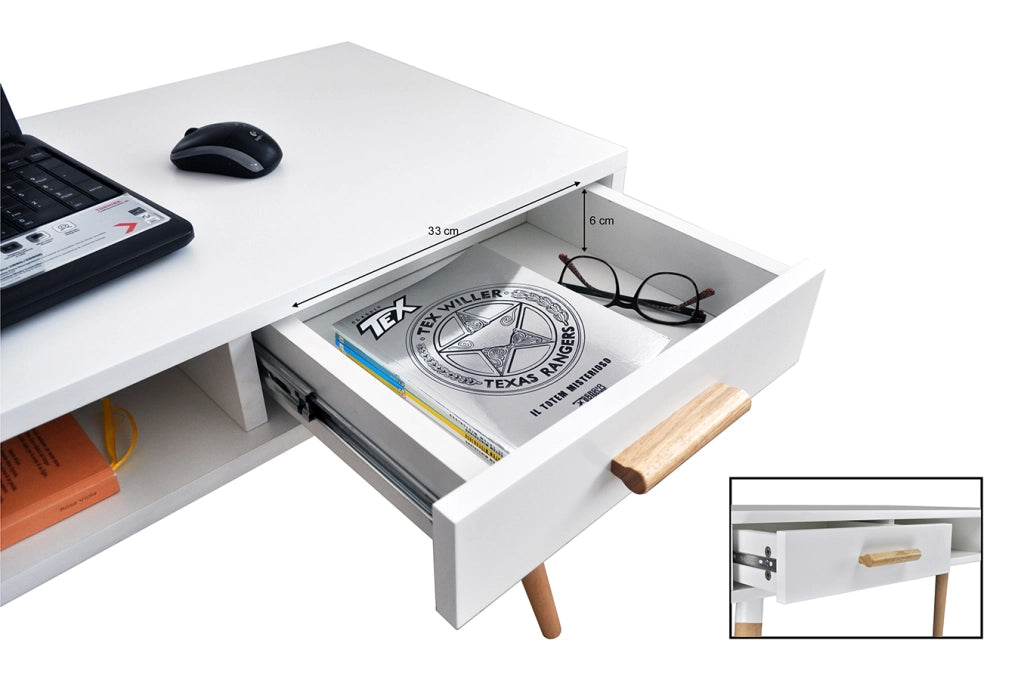 Consolle scrivania per cameretta e ufficio in stile nordico bianco - NO08SC