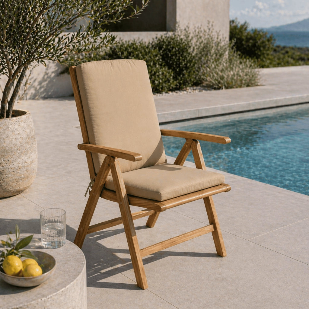 Cuscino con schienale per sedia 115x50 cm con Laccetti in poliestere - Beige