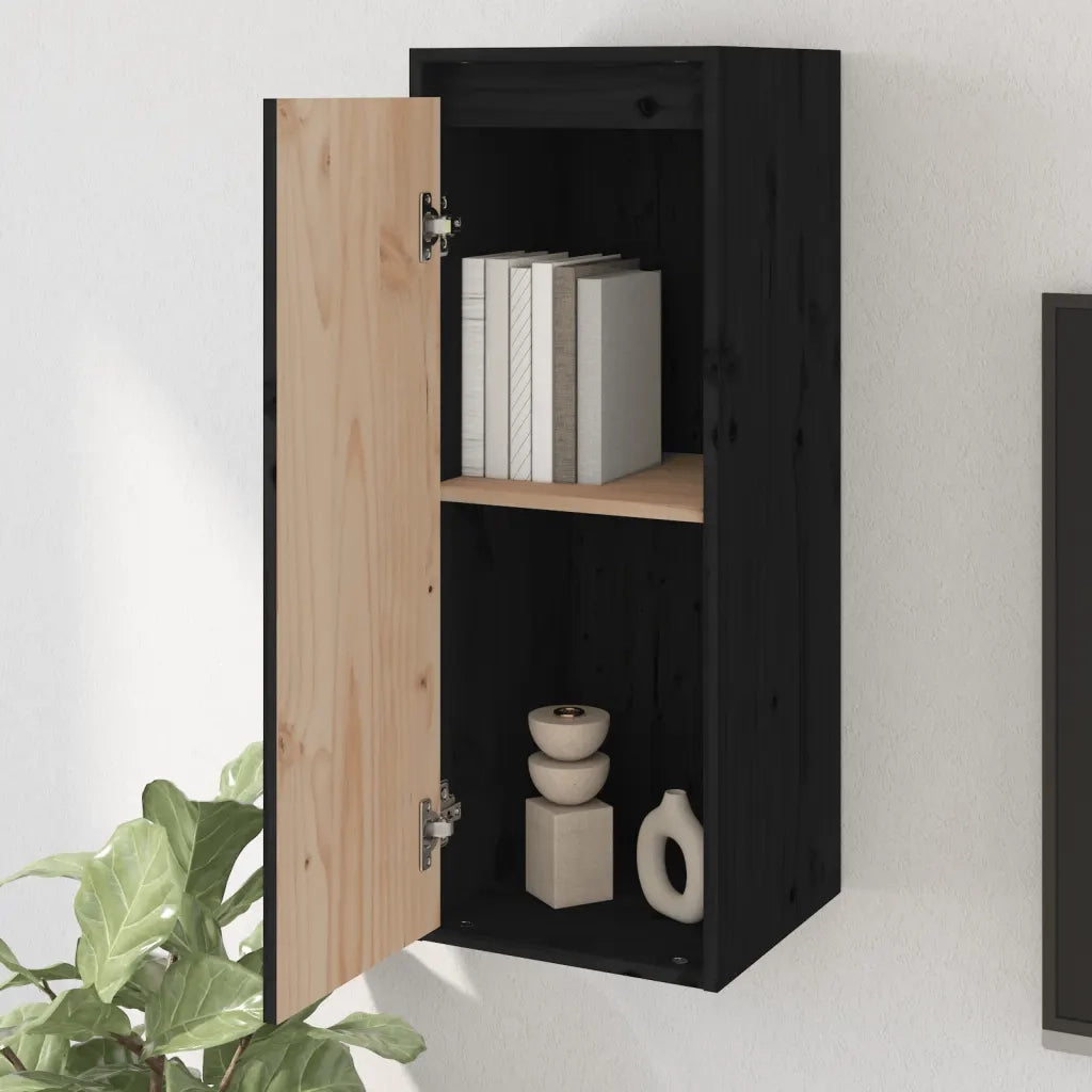 Pensili 2 pz Neri 30x30x80 cm in Legno Massello di Pino 813504