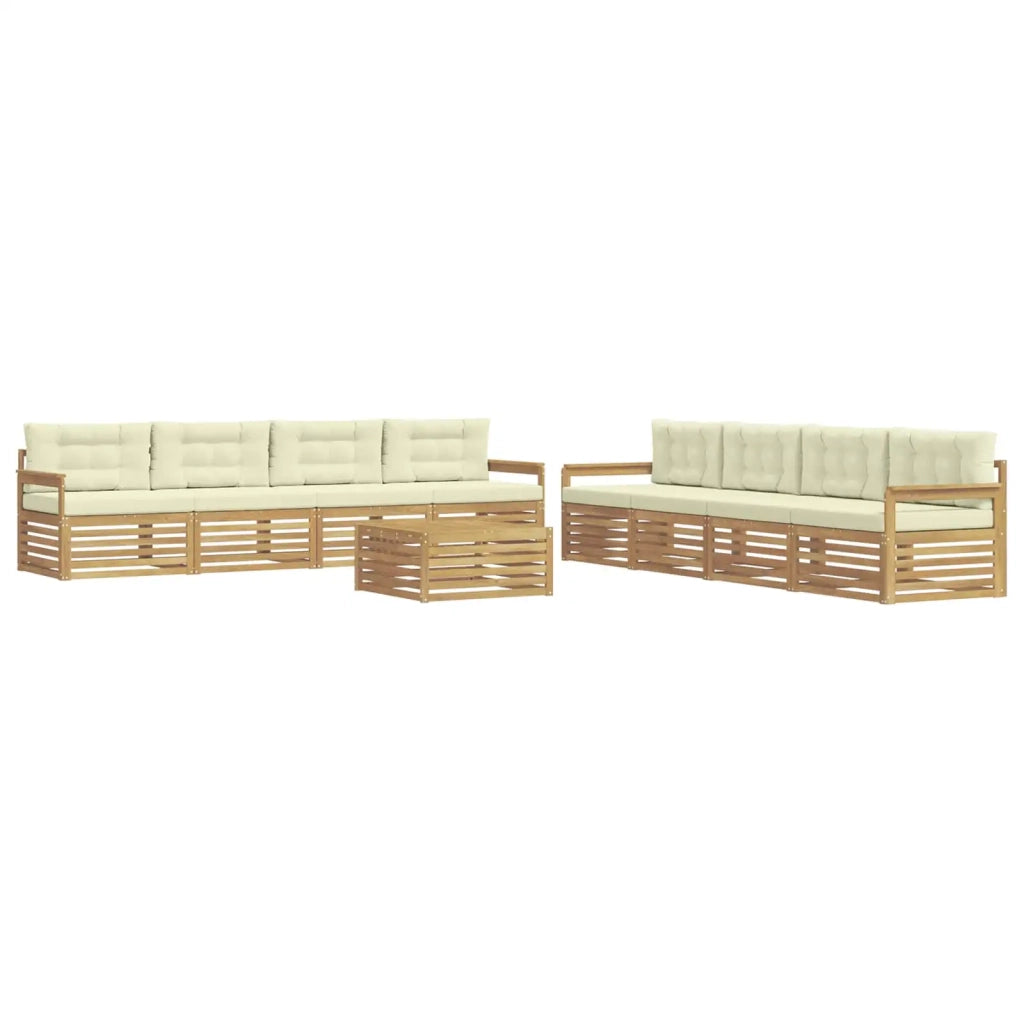 Set di divani da esterno 9 pcs Bianco e Crema Poliestere 3390230