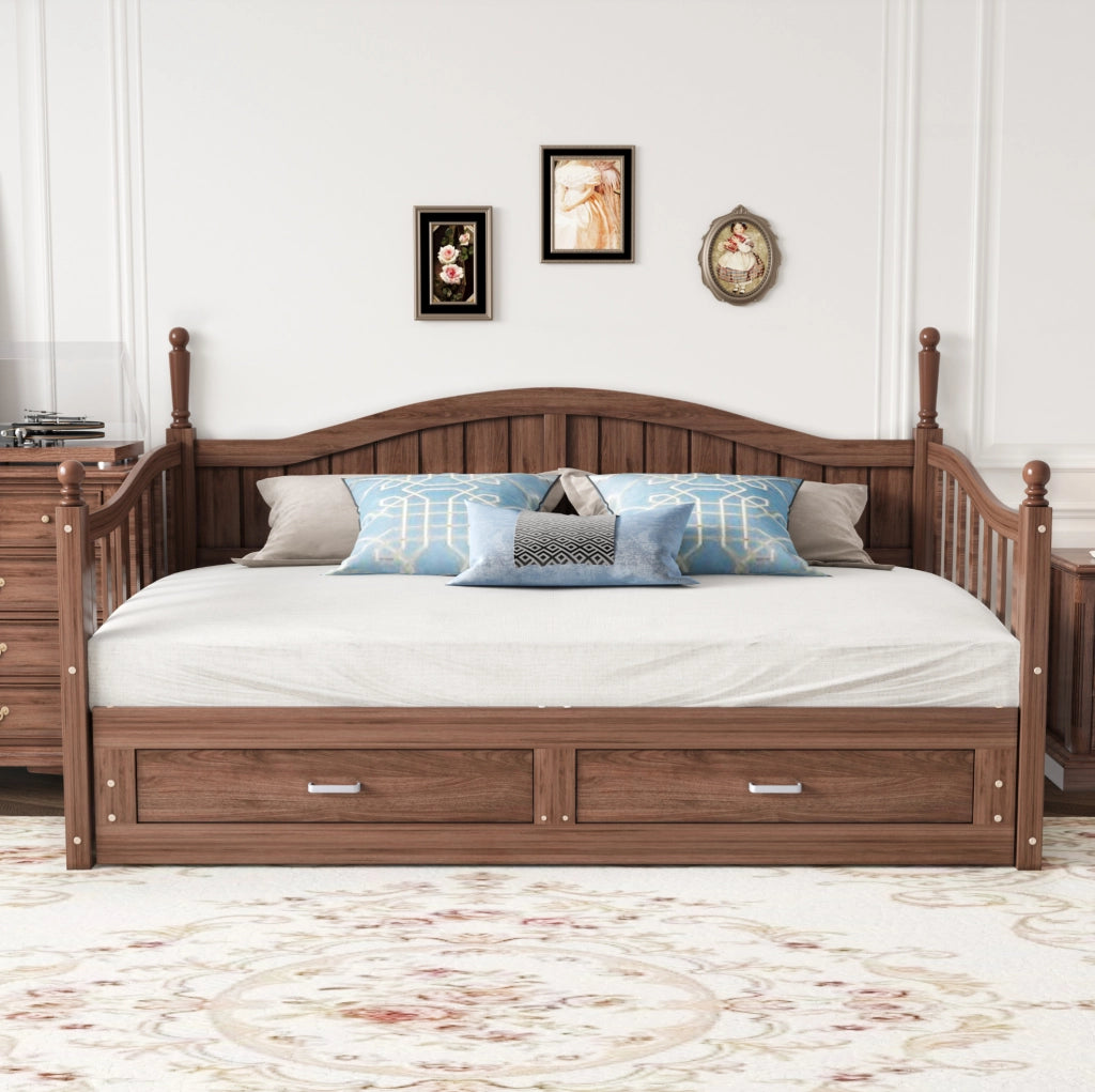 Divano letto estraibile 90/180 x 190 cm in legno noce