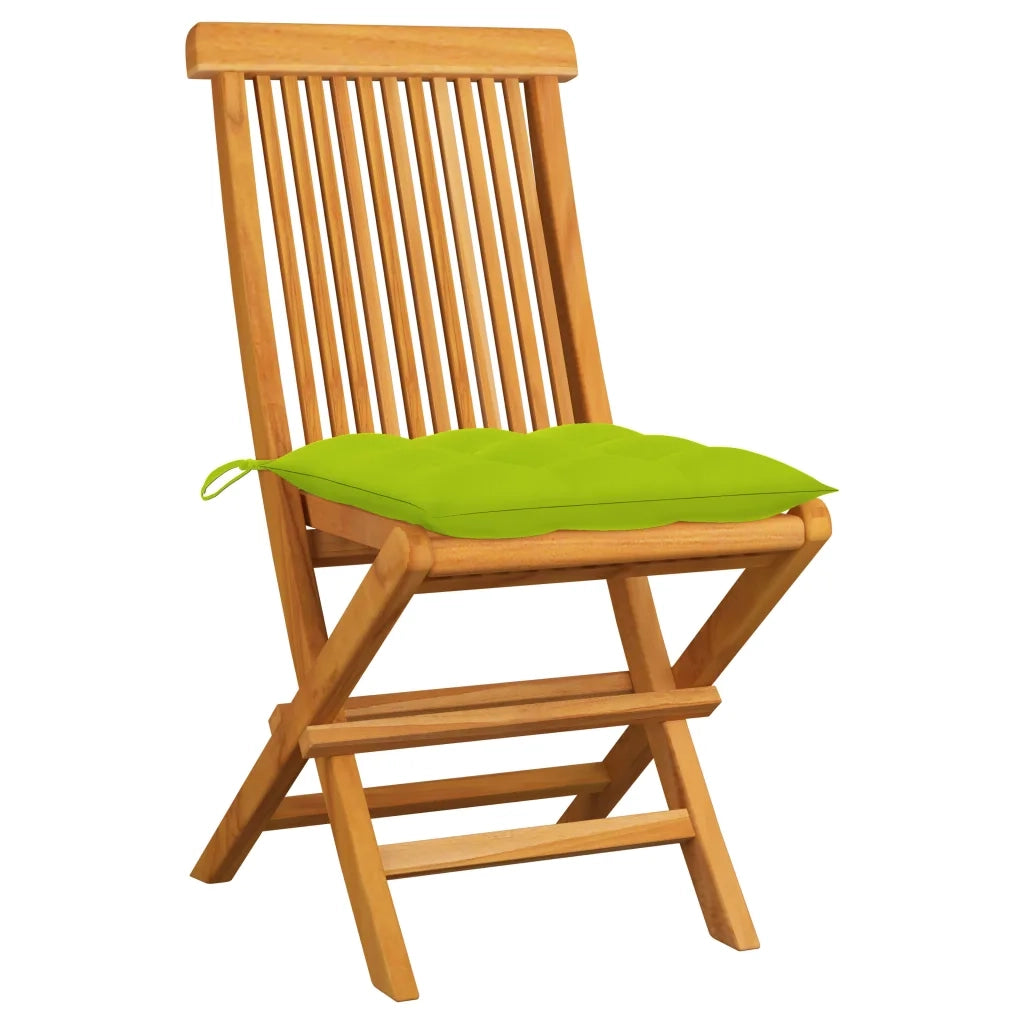 Sedie Giardino e Cuscini Verde Brillante 2 pz Massello di Teak 3062486