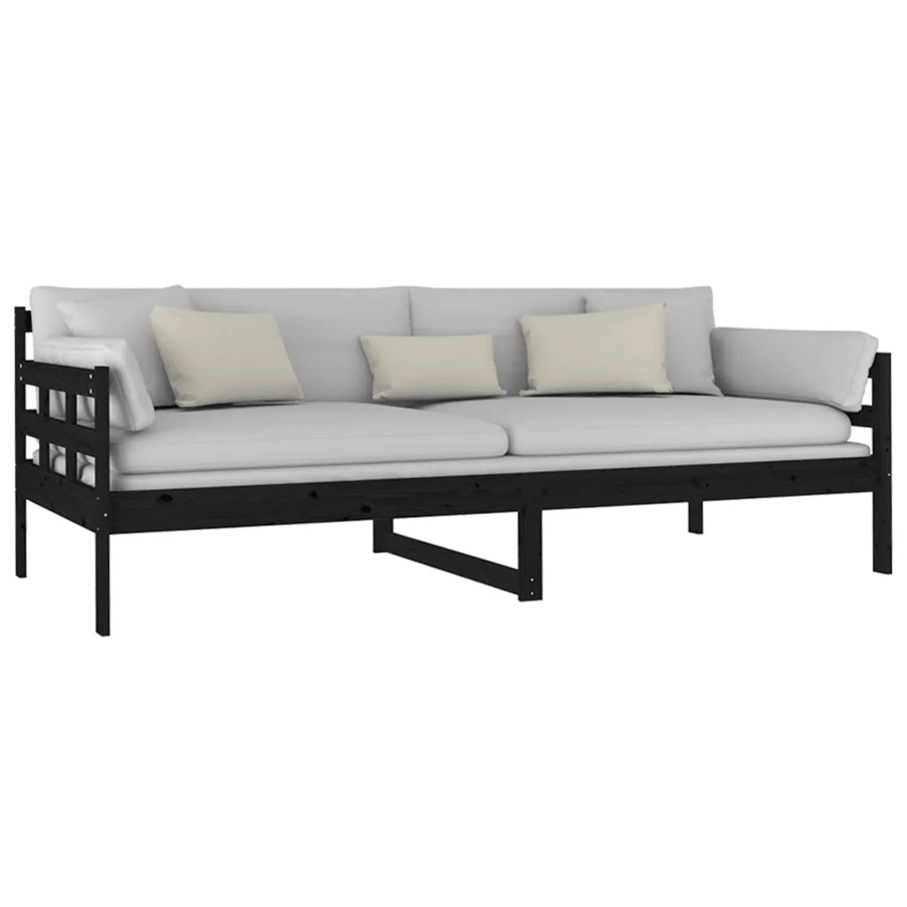 Letto singolo | Letto per adulti | Dormeuse Nera in Legno Massello di Pino 90x200 cm