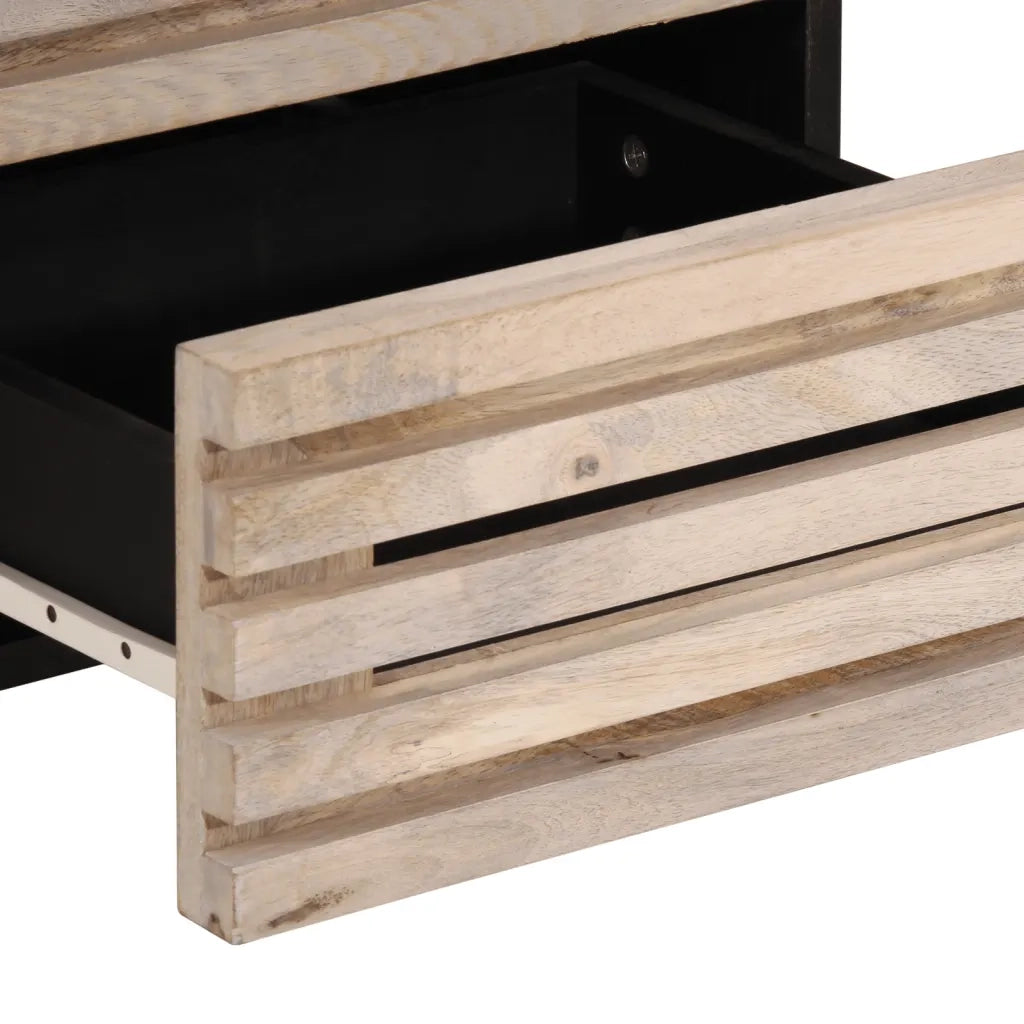 Comodino 40x34x46 cm in Legno Massello di Mango Sbiancato 377432