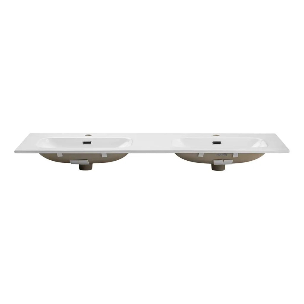 Lavabo incasso LARGO 140 cm doppio lavabo ceramica bianco lucido