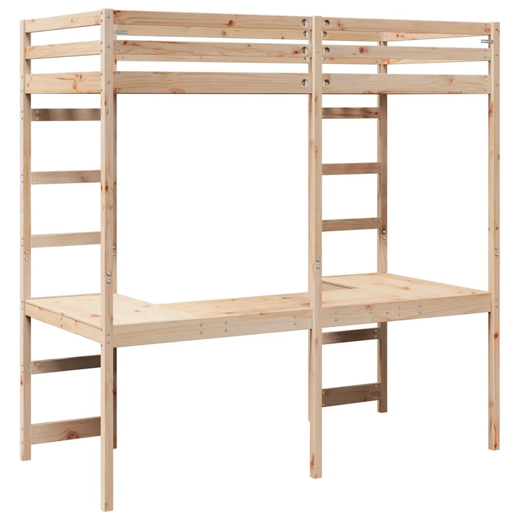 Struttura per letto soppalco Naturale 75 x 190 cm Pino massello 3414556