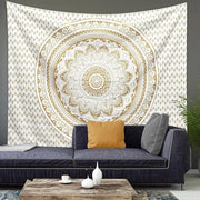 Tappeto da parete grande 200 x 150 cm, tappeto da parete mandala coperta bohemian deken sole e luna, arte da parete per decorazione domestica, camera da letto, dormitorio, soggiorno, sala da pranzo (Mandala D)