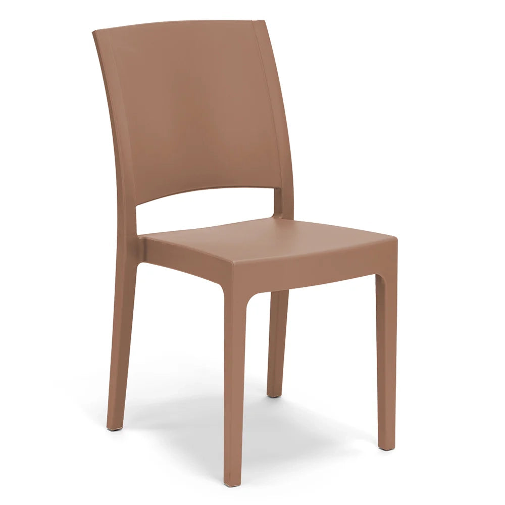 Sedia in polipropilene FLORA, 100% MADE IN ITALY, impilabile, resistente ai raggi UV, design moderno, ideale per sala da pranzo, cucina, sala d’attesa, bar, ristoranti o giardino, colore Terracotta