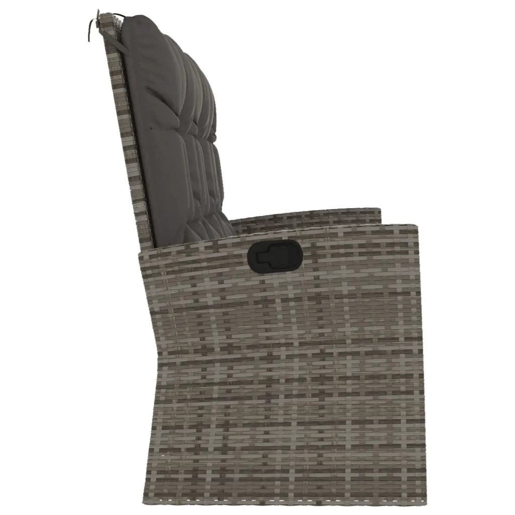 Panca Giardino Reclinabile con Cuscini 173cm Polyrattan Grigio 362184