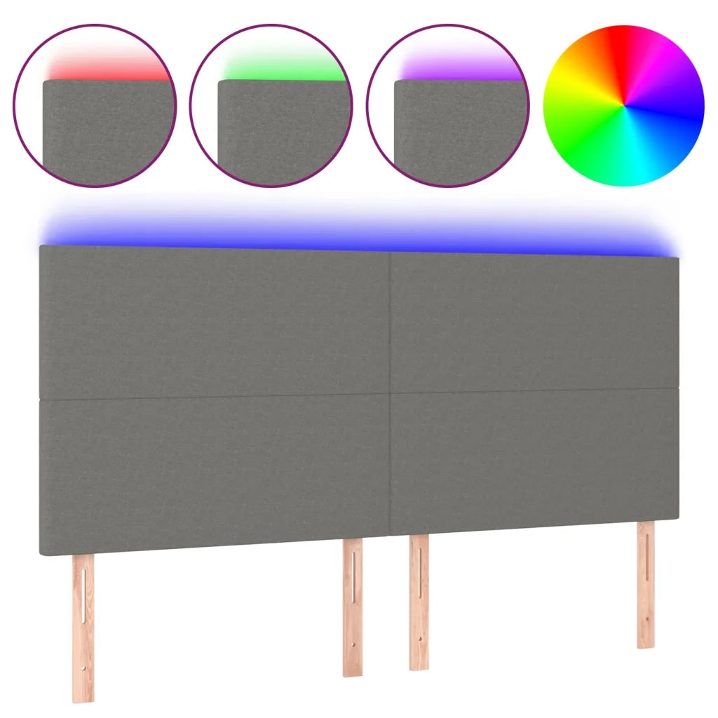Testiera a LED GrigioScuro 180x5x118/128cm inTessutocod mxl 73797