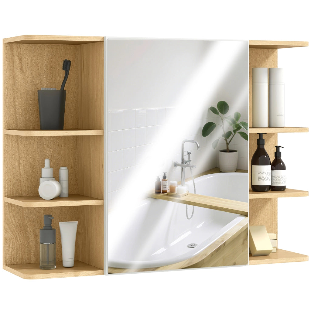 Specchiera Bagno con Armadietto e Ripiani ¨C Zephmum ¨C Legno 80x20x59 cm