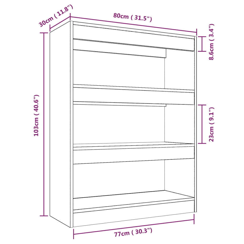 Libreria Divisorio-Scaffale per Libri-Mobile di Stoccaggio Rovere Fumo 80x30x103 cm Legno Multistrato