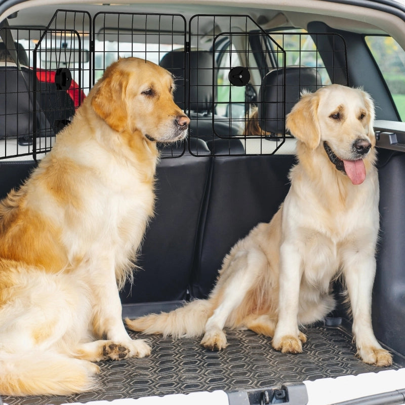 Rete divisoria per cani da auto, regolabile da 93 a 150 cm, pieghevole, facile da montare, in acciaio, nera.