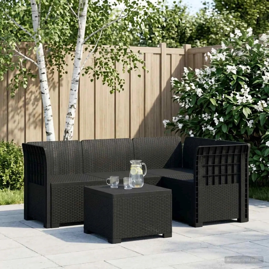 Divano da giardino 4 posti aspetto rattan PP Antracite 3443994