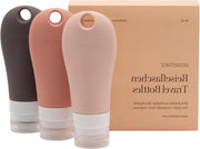 Set di 3 Flaconi di Viaggio Riempiabili - 90 ml Flaconi in Silicone per Liquidi - Shampoo, Risciacquo, Creme - Senza BPA - Accessori di Viaggio