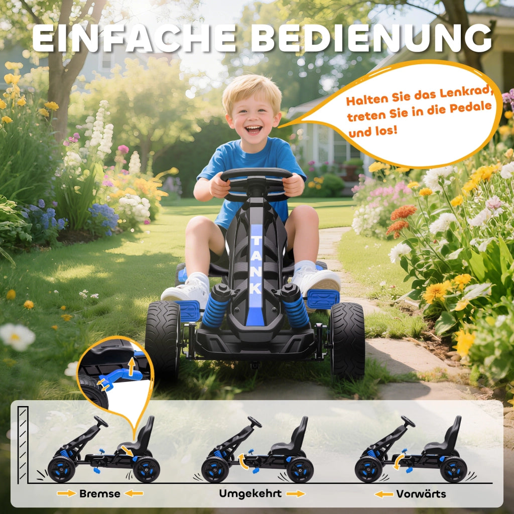 Go-kart a pedali per bambini con freno e ruote antiscivolo ¨C zephmum ¨C Blu