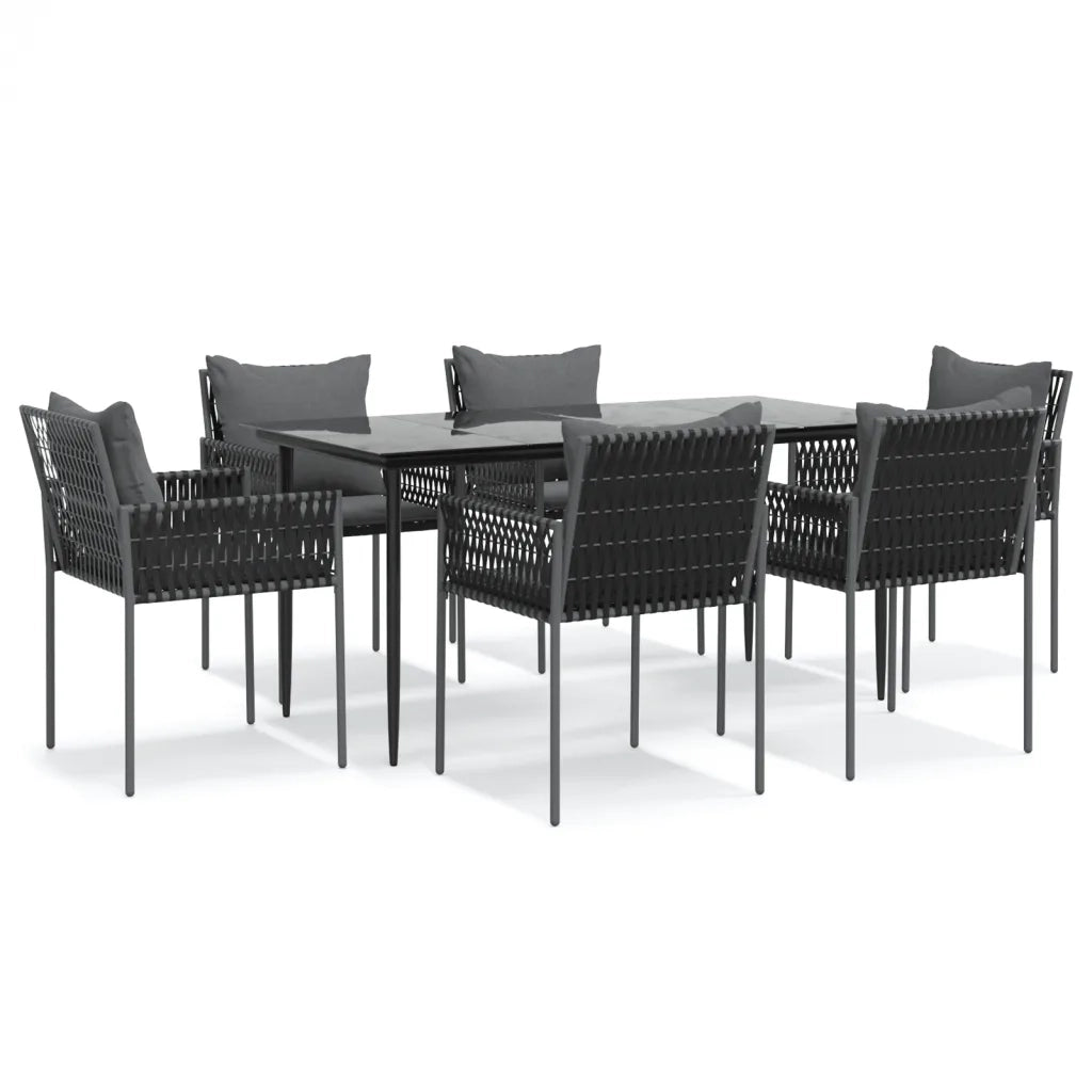 Set Pranzo da Giardino 7 pz con Cuscini in Polyrattan e Acciaio 3187060