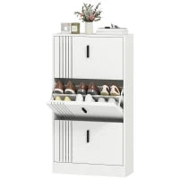 Scarpiera a 3 ante per 18 paia in legno 63 x 24 x 117 cm Bianco
