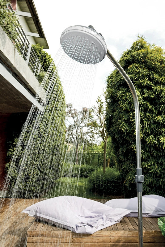Doccia solare da giardino e piscina con miscelatore per la regolazione della temperatura colore azzurro Sunny Niagara
