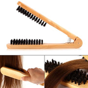 Stylo doppio lato con manico di legno - Antistatica professionale con chiusura - Ideale per capelli lisci - Utilizzabile in salone e in casa -