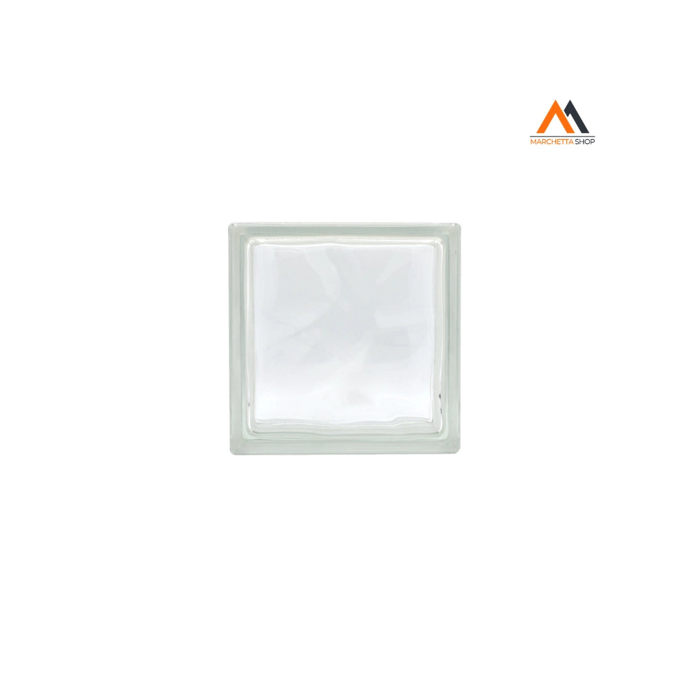 MATTONE IN VETROCAMERA ONDULATO cm 19 x 19 x 8 - trasparente