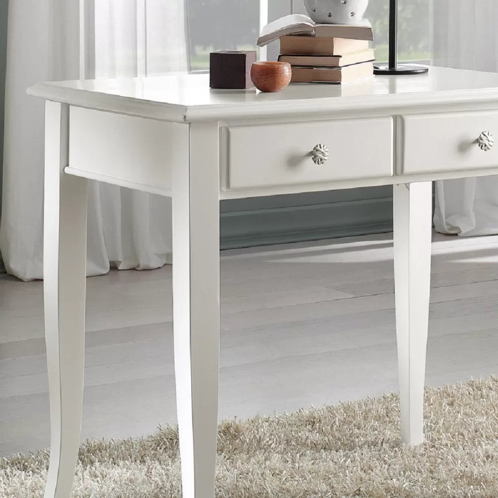 Scrivania shabby legno bianco 2 cassetti 90x57x80 - Mobili 2G