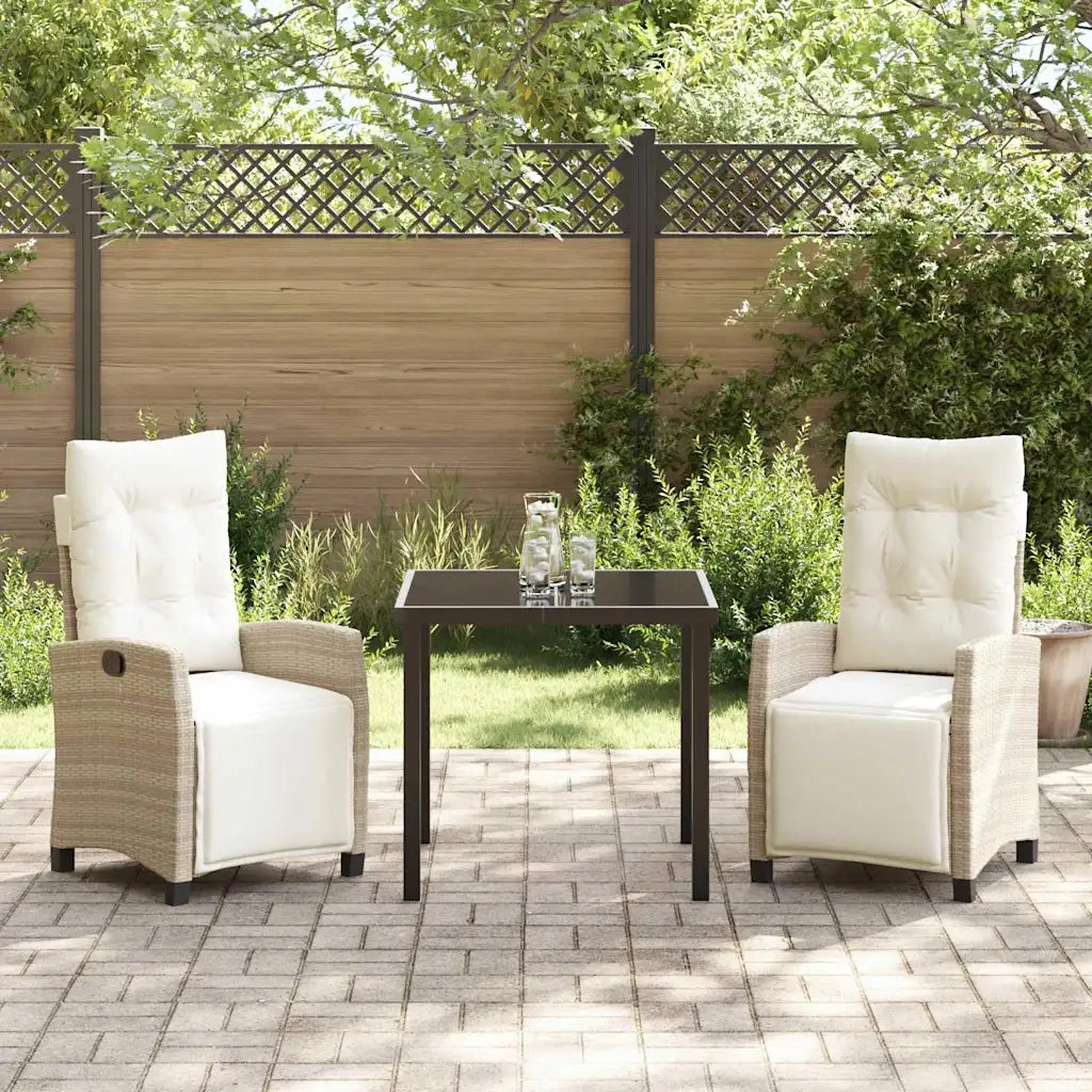 Set da Pranzo per Giardino con cuscino 3 pcs Beige polyrattan 3380442