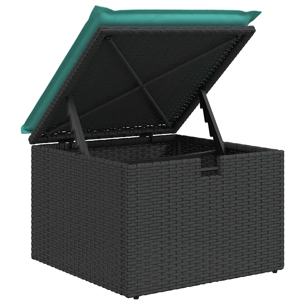 Set Divano da Giardino 7 pcs Nero e Turchese polyrattan 3358905