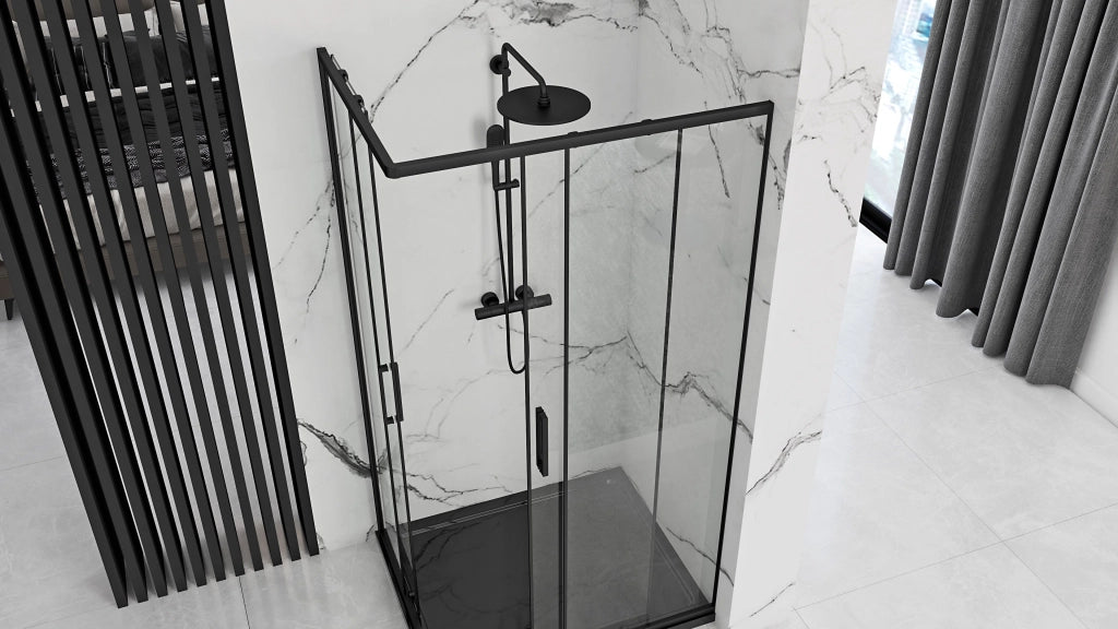 Cabina Doccia Rea Punto Black 80x100 senza piatto doccia