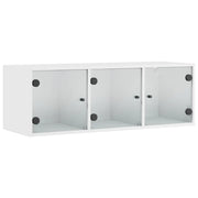 Armadietto a Muro | Mobile a Muro con Ante in Vetro Bianco 102x37x35 cm