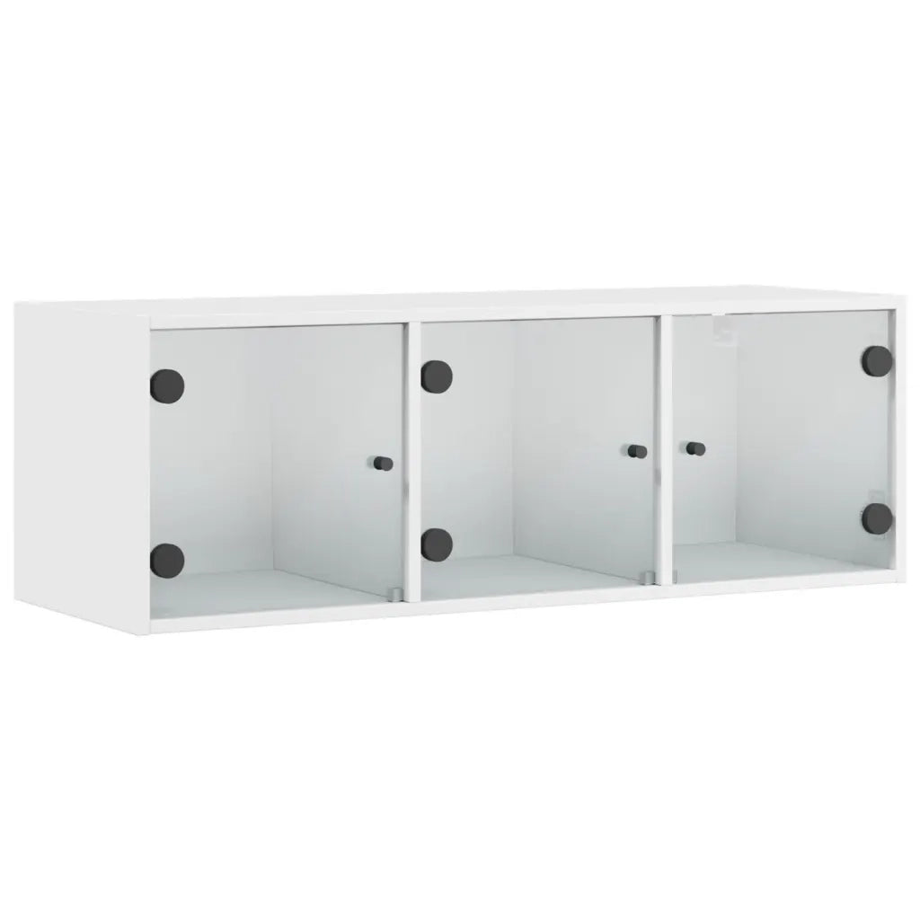 Armadietto a Muro | Mobile a Muro con Ante in Vetro Bianco 102x37x35 cm