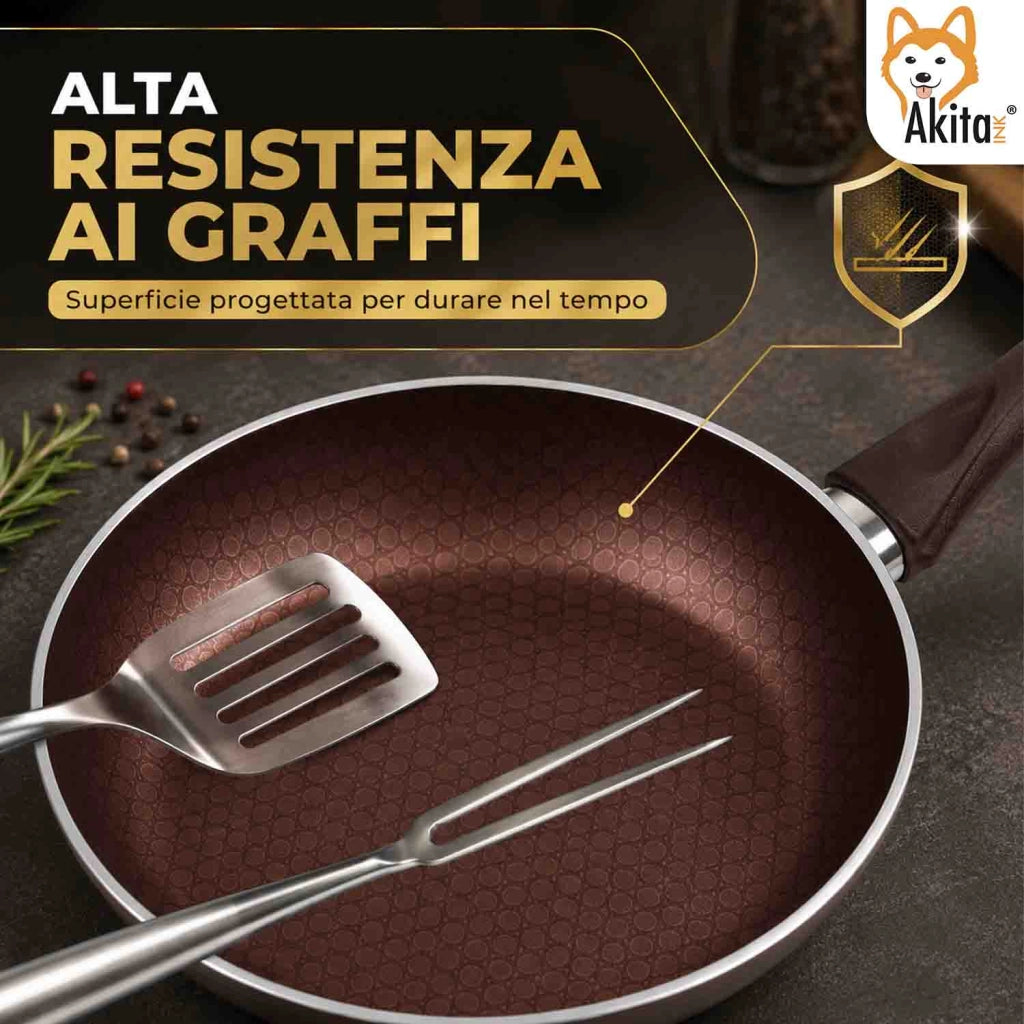 Akitaink Padella 32 cm Induzione Antiaderente Marrone