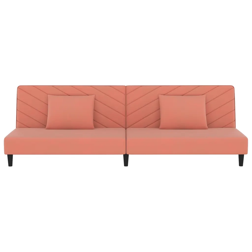 Divano Letto a 2 Posti con 2 Cuscini Rosa in Velluto 375913
