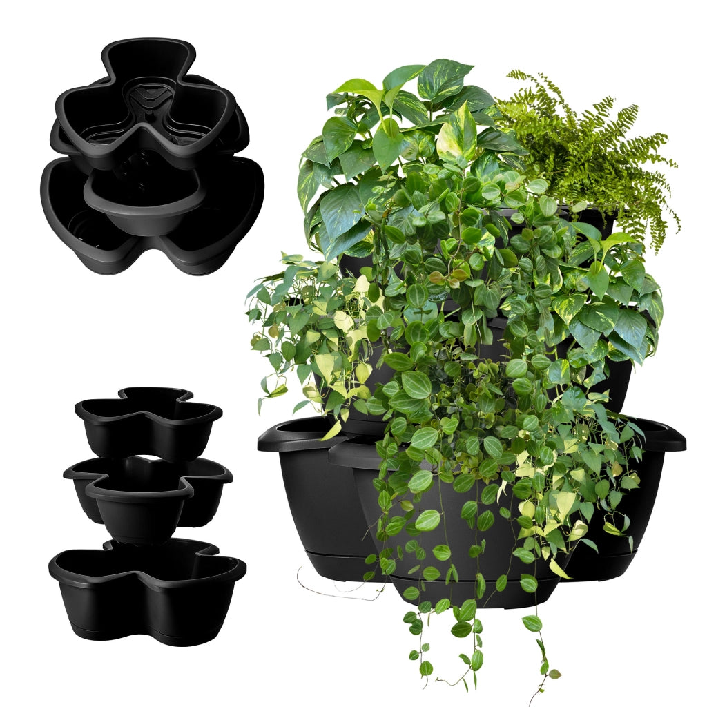 Vaso da fiori KADAX, vaso per fiori, coperchio in plastica, tripla cascata, supporto per fiori 3 in 1