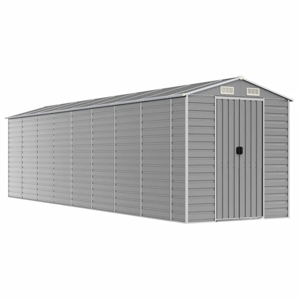 Casetta da giardino grigio chiaro 191x725x198 cm in acciaio zincato 3188249