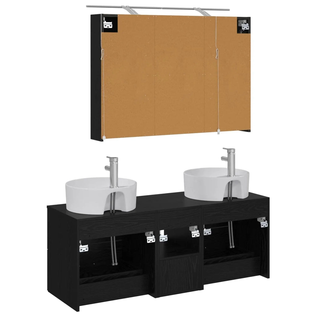 Set di mobili per il bagno 4 pcs Rovere Nero 3406896