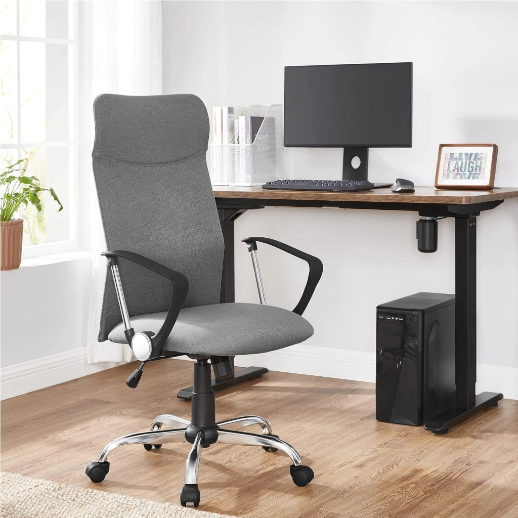 SONGMICS Set di 2 sedie da ufficio, sedia da ufficio ergonomica, sedia girevole, sedia per sala conferenze, rivestimento in tessuto, altezza e inclinazione regolabili, capacità di carico fino a 120