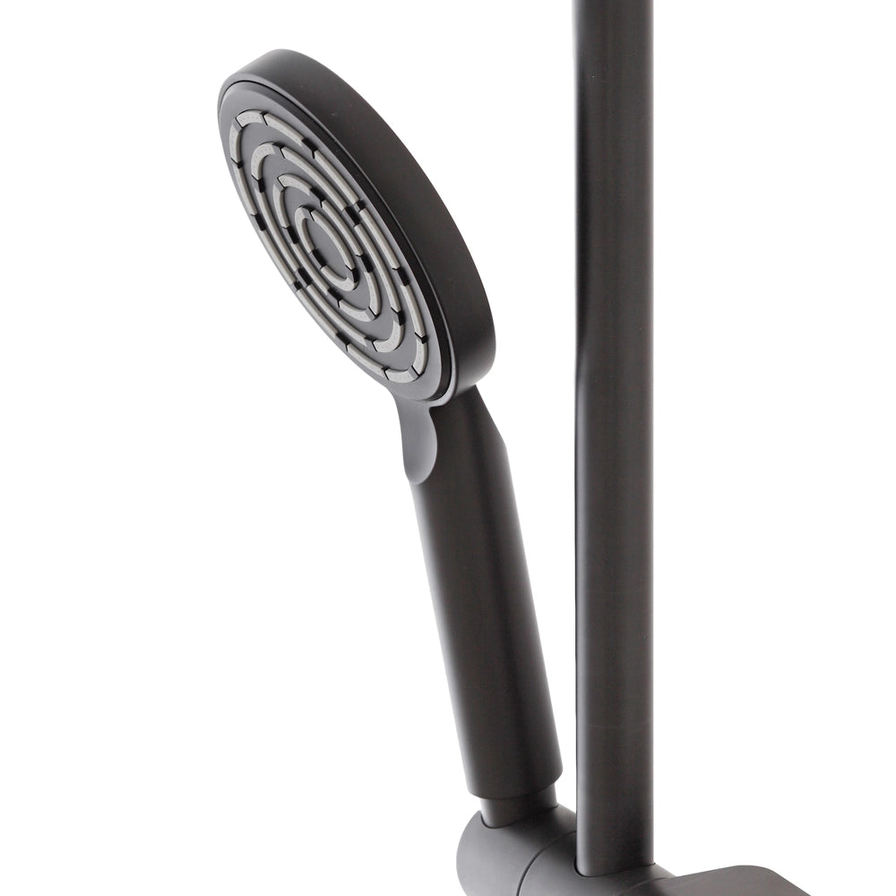 Saliscendi doccia 70 cm regolabile con doccetta tonda in ABS nero opaco Hidra