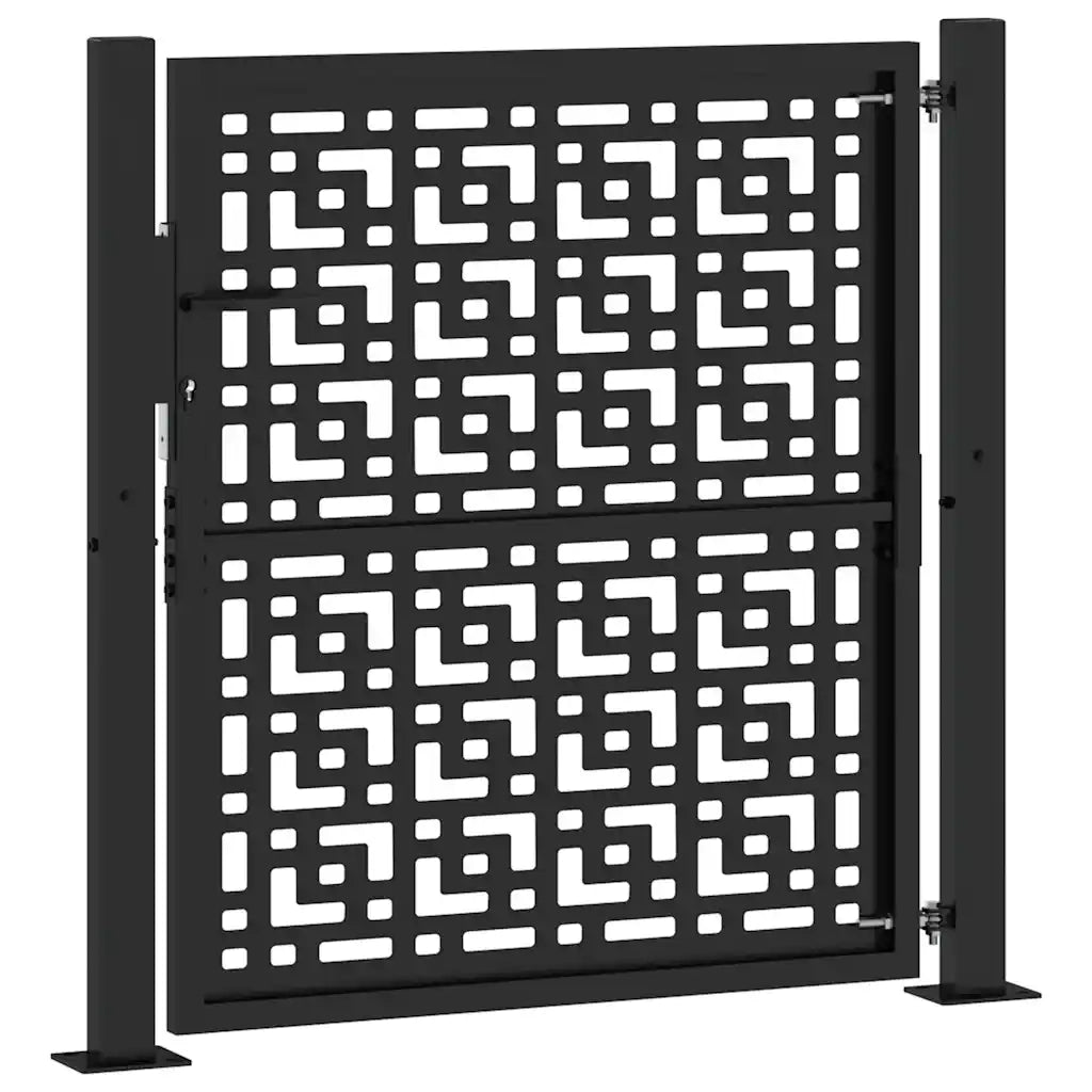 vidaXL Cancello Giardino Nero 105x106 cm in Acciaio Design a Croce