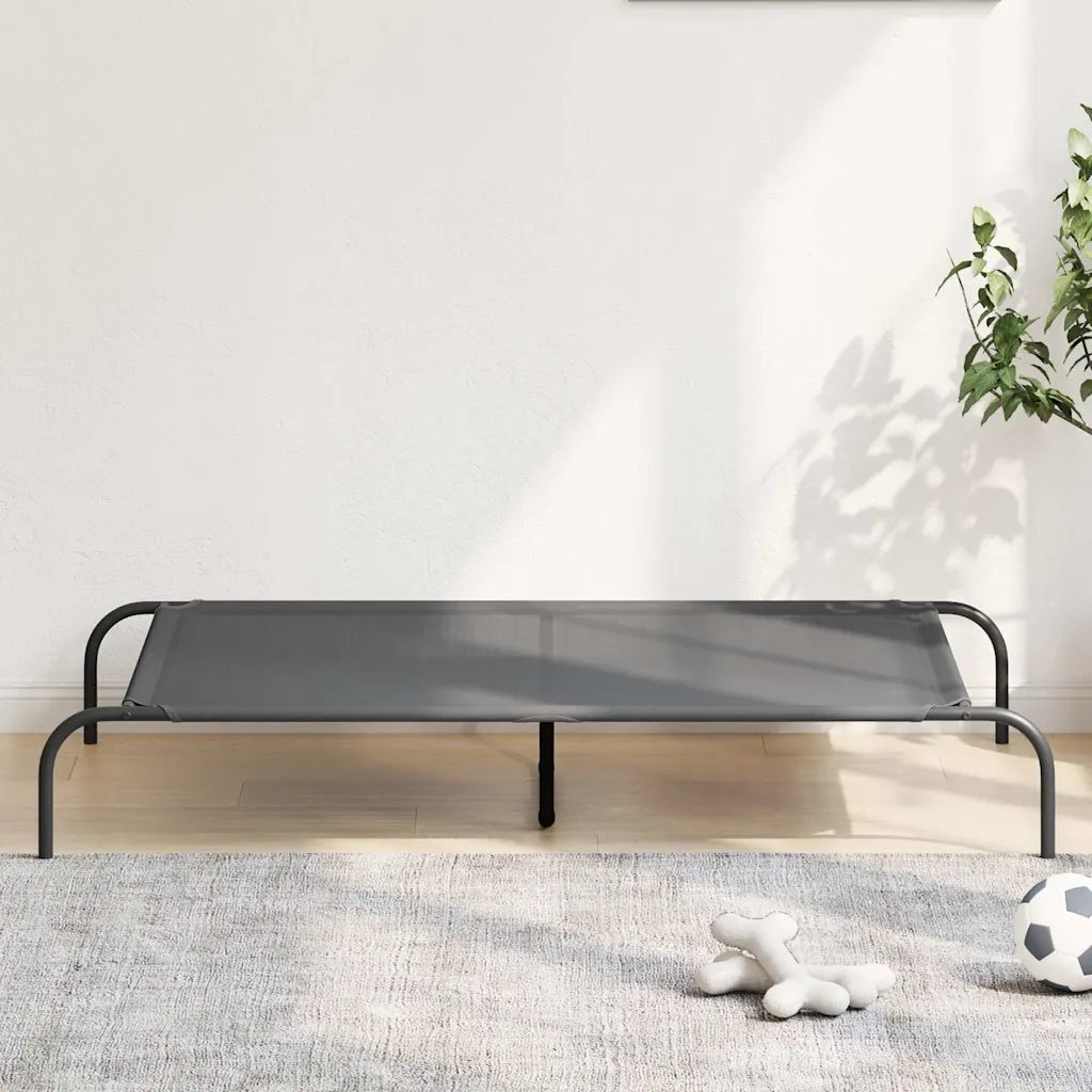 vidaXL Cuccia per Cani Rialzata Grigia 130x80x20cm Textilene e Acciaio