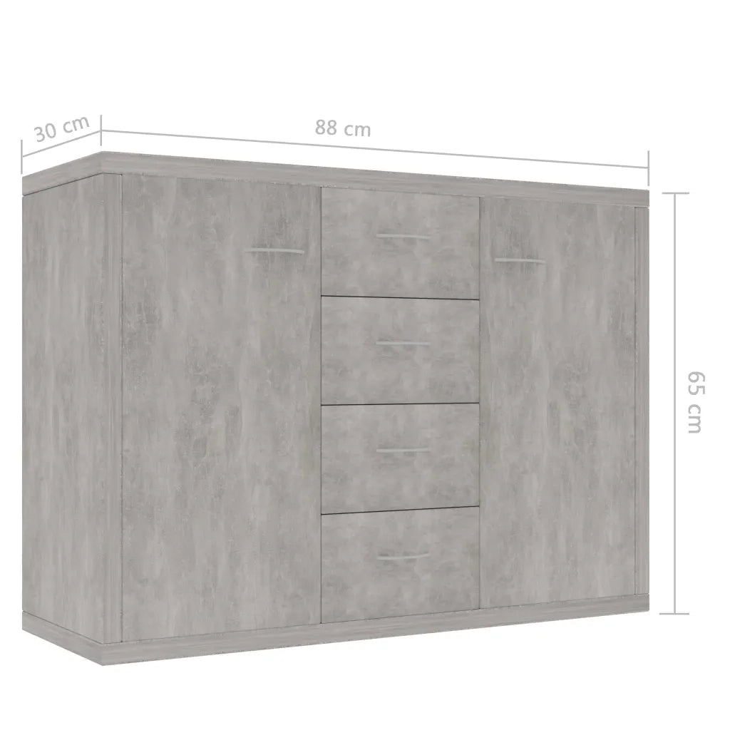 Credenza-Buffet-Armadio da cucina Grigio Cemento 88x30x65 cm in Legno Multistrato