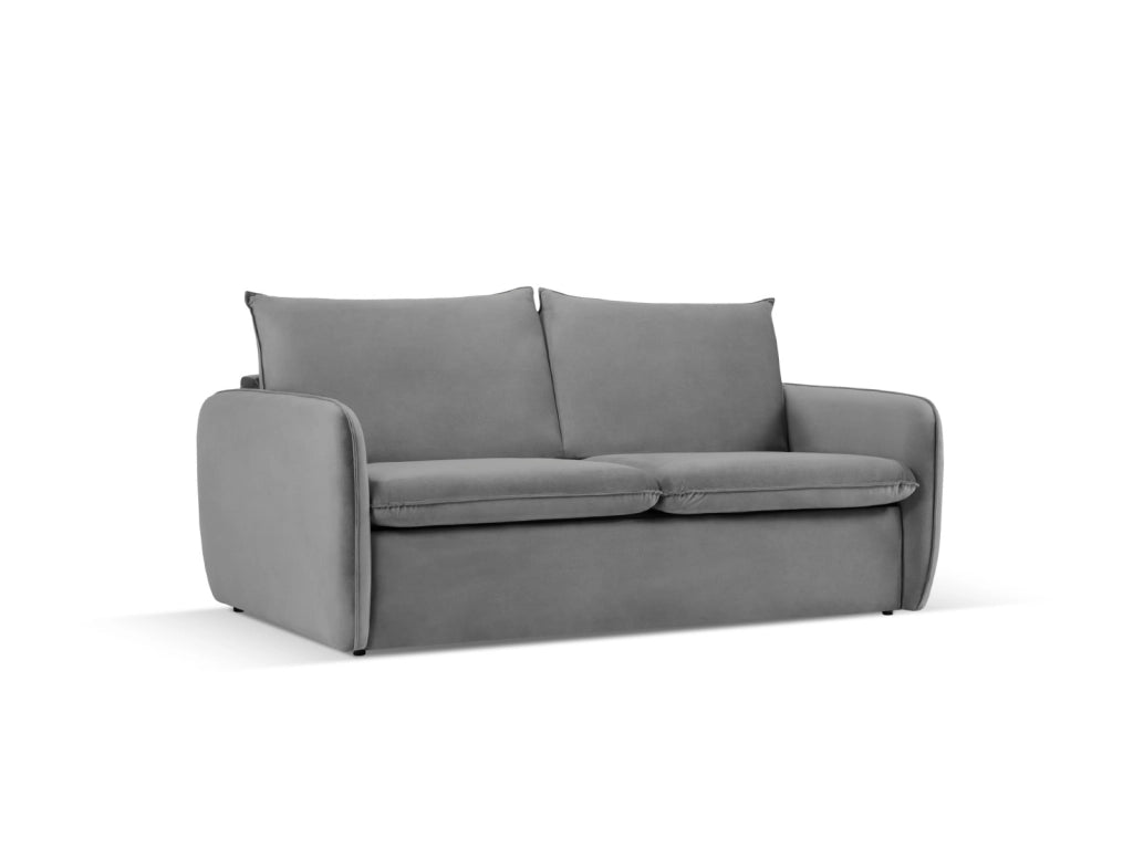 Cosmopolitan Design - Divano convertibile "Vienna" 2 posti in velluto grigio chiaro 